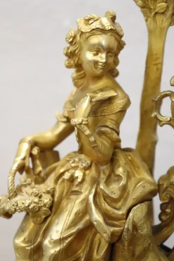 Pamono Antique Gilt Bronze Table Clock, 19th Century><noscript><img width=