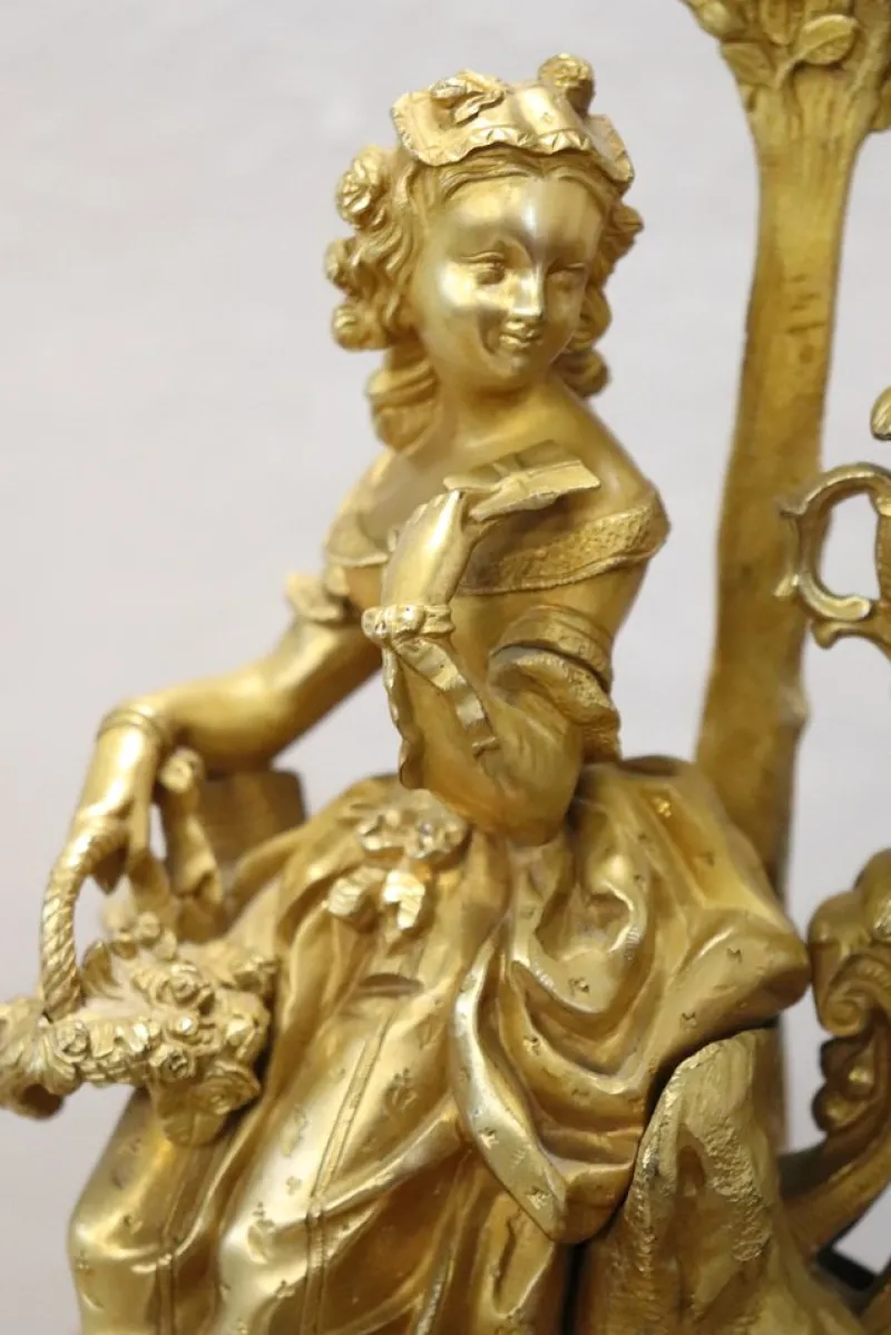 Pamono Antique Gilt Bronze Table Clock, 19th Century> Clocks