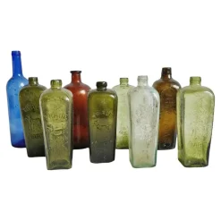 Pamono Antique Glass Gin Bottles, Set of 9> Glassware