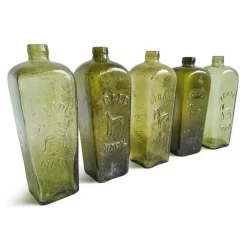 Pamono Antique Glass Gin Bottles, Set of 9><noscript><img width=