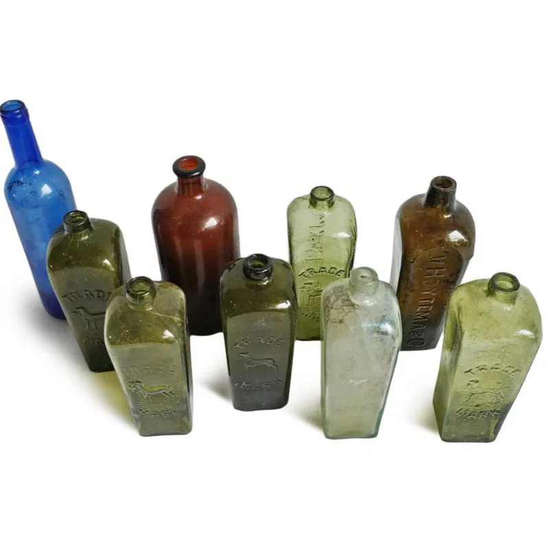 Pamono Antique Glass Gin Bottles, Set of 9> Glassware