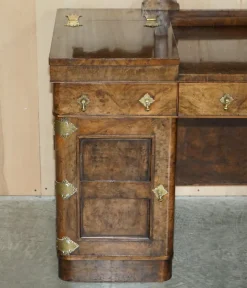 Pamono Antique Gothic Burr & Burl Dressing Table with Brass Fittings><noscript><img width=