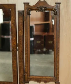 Pamono Antique Gothic Burr & Burl Dressing Table with Brass Fittings><noscript><img width=