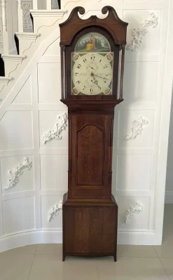 Pamono Antique Grandfather Clock in Oak and Mahogany by W. Prior for Skipton> Clocks