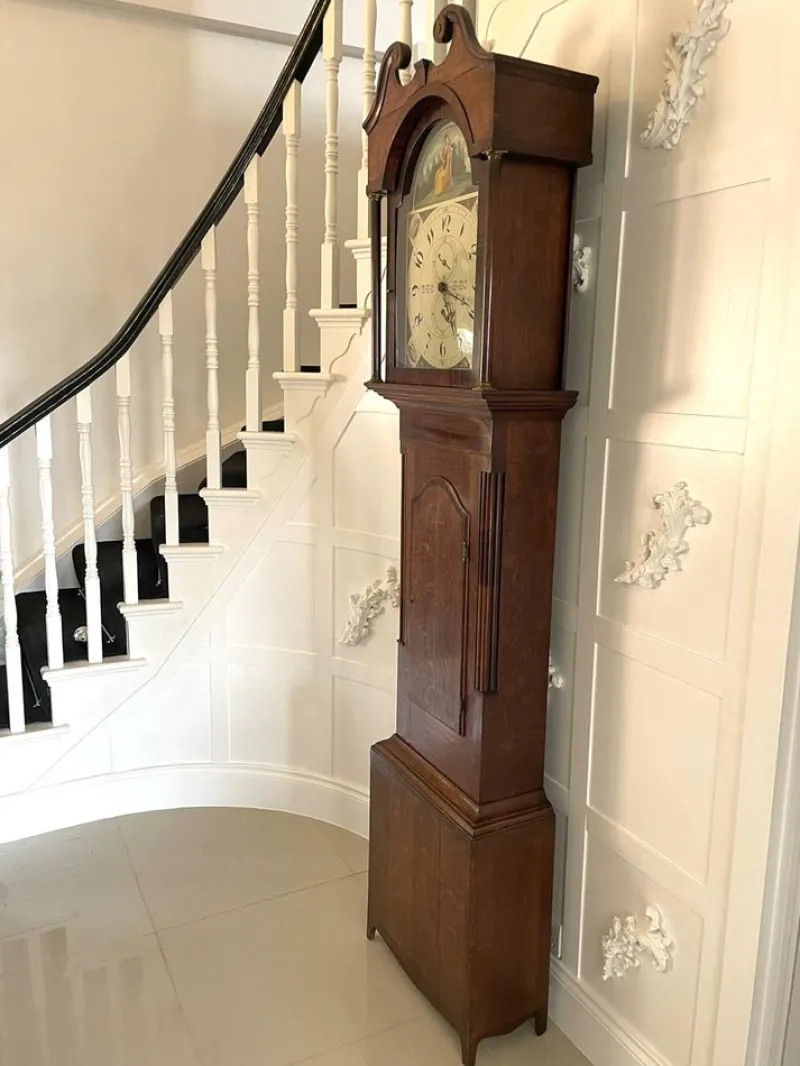 Pamono Antique Grandfather Clock in Oak and Mahogany by W. Prior for Skipton> Clocks