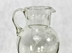 Clearance Pamono Antique Graved Crystal Water Pitcher, 1900s
