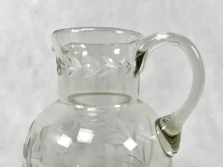 Clearance Pamono Antique Graved Crystal Water Pitcher, 1900s