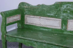 New Pamono Antique Green and White Painted Pine Bench, Late 19th Century
