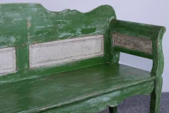 New Pamono Antique Green and White Painted Pine Bench, Late 19th Century