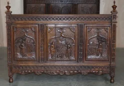 Online Pamono Antique Hand Carved Continental Oak Frame Bedstead