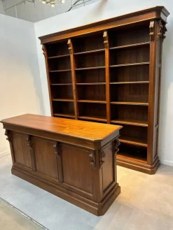 Pamono Antique Handcarved Counter with Bookcase> Shelves & Wall Units