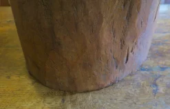 Best Pamono Antique Hand-Carved Mortar Coffee Table with Circular Glass Top