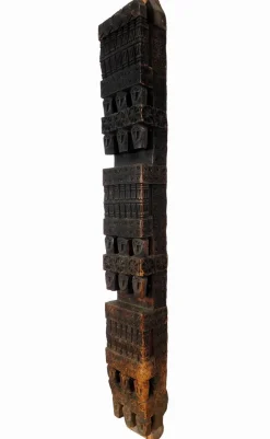 Pamono Antique Hand-Carved Wooden Pillar Column, Afghanistan / Pakistan, 1890s> Pedestals And Columns