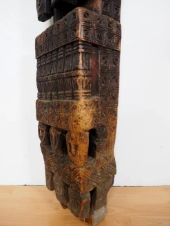 Pamono Antique Hand-Carved Wooden Pillar Column, Afghanistan / Pakistan, 1890s><noscript><img width=