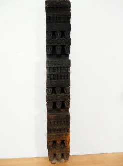 Pamono Antique Hand-Carved Wooden Pillar Column, Afghanistan / Pakistan, 1890s><noscript><img width=