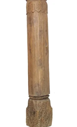 Pamono Antique Hand-Carved Wooden Pillar Column, Swat Valley Pakistan, 1890s><noscript><img width=