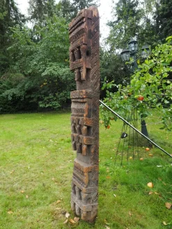 Clearance Pamono Antique Hand-Carved Wooden Pillar Column, Nuristan, Afghanistan, 1890s