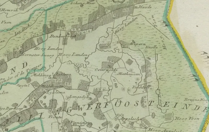 New Pamono Antique Hand-Colored Map of Eastern Friesland by Von Reilly, 1791