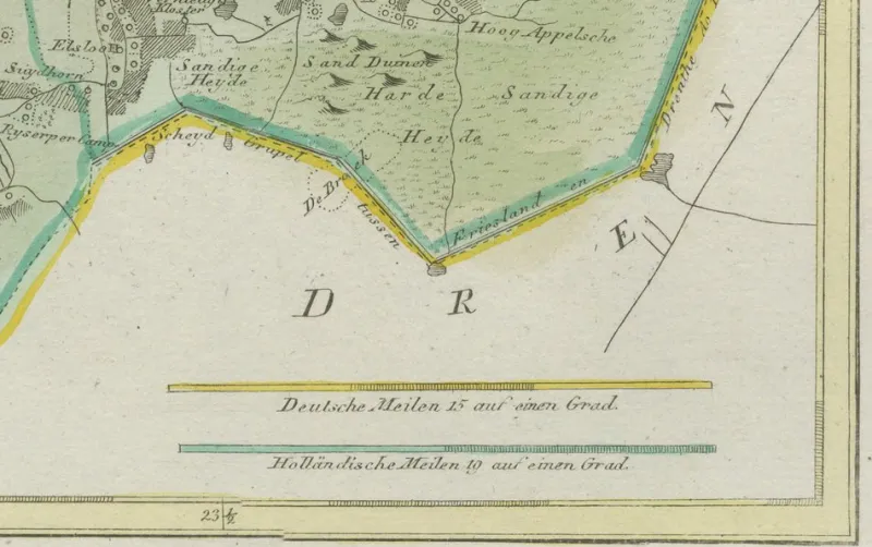 New Pamono Antique Hand-Colored Map of Eastern Friesland by Von Reilly, 1791