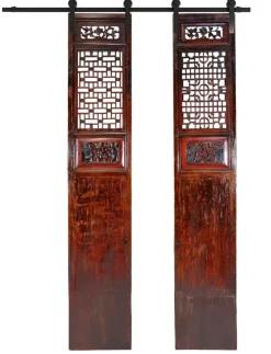 Online Pamono Antique Handmade Handcarved Sliding Door Panels, Japan, 1920s, Set of 2