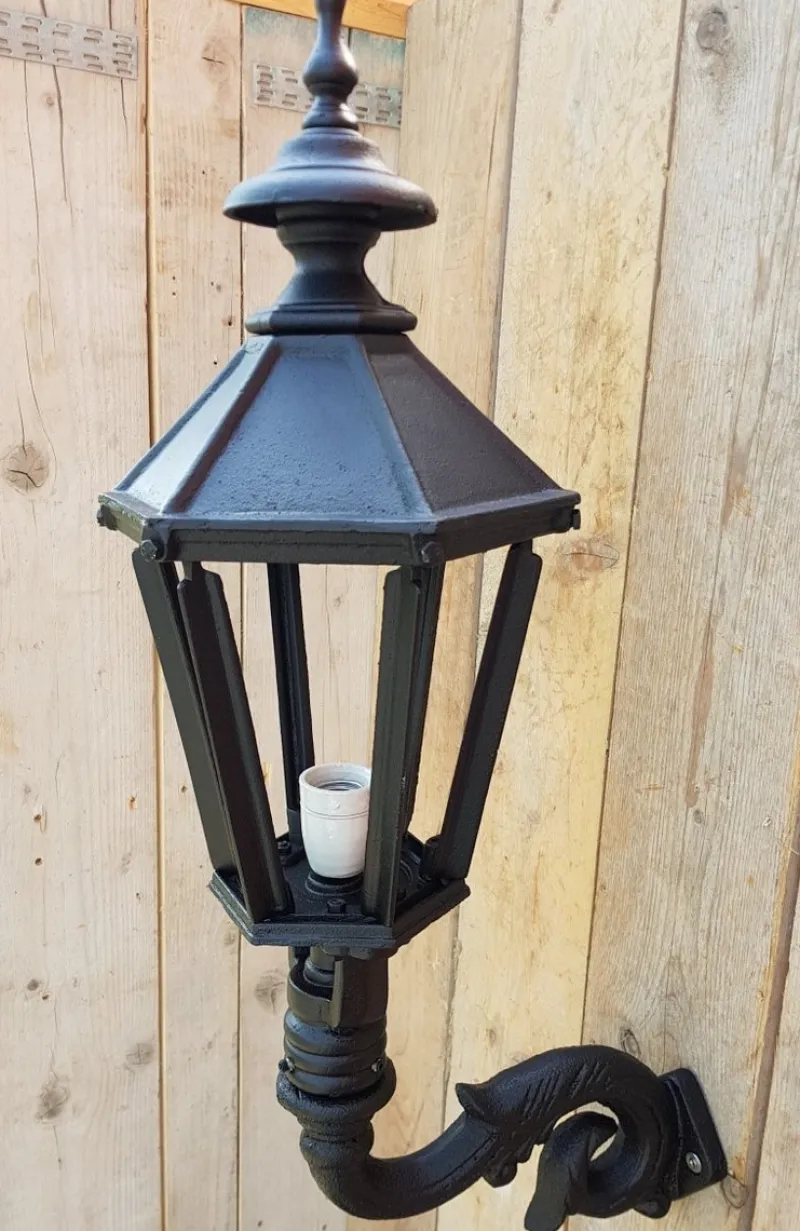 Hot Pamono Antique Hexagon Cast Iron Wall Lantern