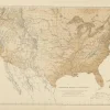 Discount Pamono Antique Hypsometric Map of the United States by Walker, 1874