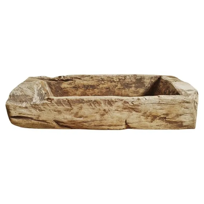 Pamono Antique Indian Narrow Wood Trough> Garden Accessories