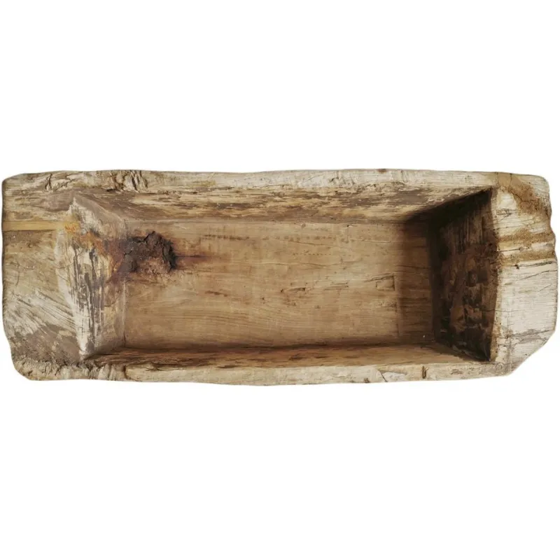 Pamono Antique Indian Narrow Wood Trough> Garden Accessories