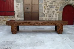 Pamono Antique Indonesian Bench in Carved Wood, 1890s> Benches