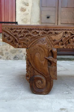 Pamono Antique Indonesian Bench in Carved Wood, 1890s><noscript><img width=