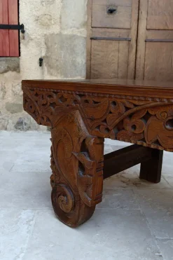 Pamono Antique Indonesian Bench in Carved Wood, 1890s><noscript><img width=
