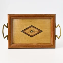 Pamono Antique Inlaid Wood Tray, 1920s><noscript><img width=