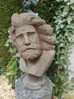 Pamono Antique Iron Bust of Man Garden Sculpture, 1920> Garden Accessories