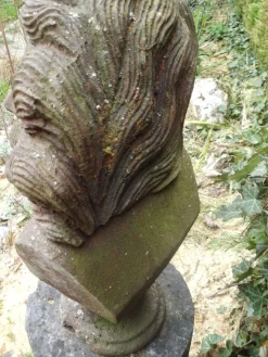 Pamono Antique Iron Bust of Man Garden Sculpture, 1920><noscript><img width=