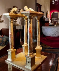 Hot Pamono Antique Italian Architectural Element Hand-Carved and Gilded Wooden Tabernacle