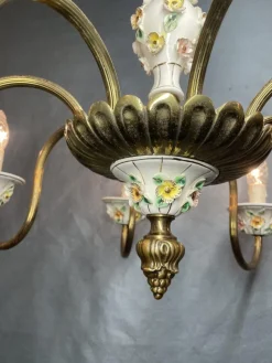 Pamono Antique Italian Chandelier with Ceramic Detail><noscript><img width=