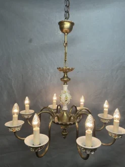 Pamono Antique Italian Chandelier with Ceramic Detail><noscript><img width=