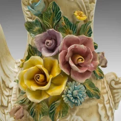 Pamono Antique Italian Decorative Floral Encrusted Ewer, 1920s><noscript><img width=