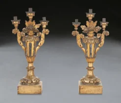 Best Pamono Antique Italian Giltwood Candleholders, 1780, Set of 2