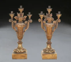 Best Pamono Antique Italian Giltwood Candleholders, 1780, Set of 2