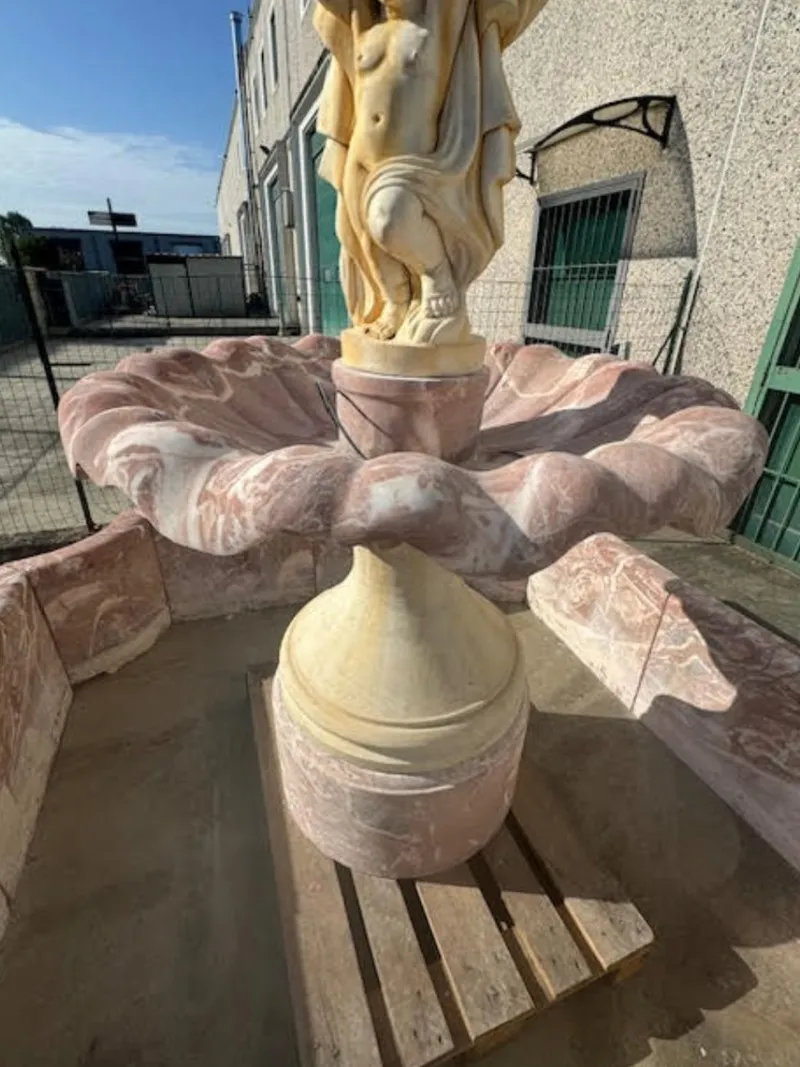 Pamono Antique Italian Hand-Carved Marble Fountain with Classic Shaped Basin> Garden Accessories