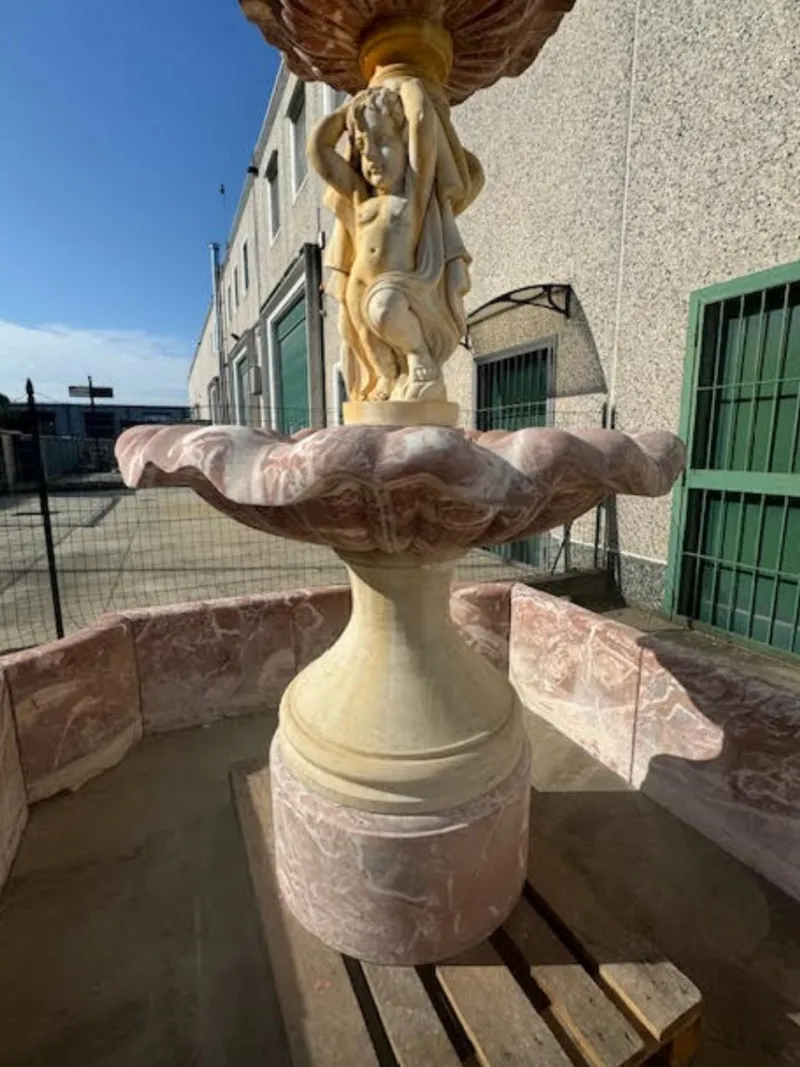 Pamono Antique Italian Hand-Carved Marble Fountain with Classic Shaped Basin> Garden Accessories