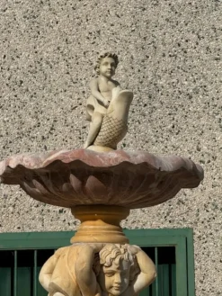 Pamono Antique Italian Hand-Carved Marble Fountain with Classic Shaped Basin><noscript><img width=