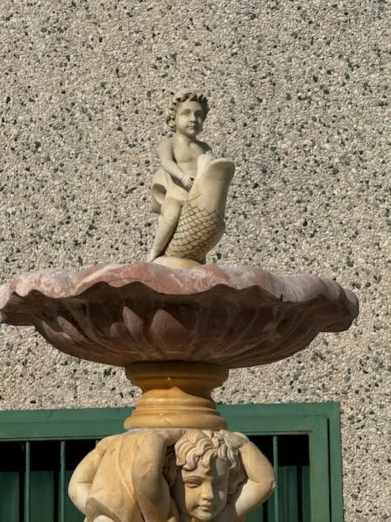 Pamono Antique Italian Hand-Carved Marble Fountain with Classic Shaped Basin> Garden Accessories