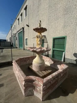 Pamono Antique Italian Hand-Carved Marble Fountain with Classic Shaped Basin><noscript><img width=