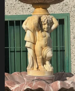 Pamono Antique Italian Hand-Carved Marble Fountain with Classic Shaped Basin><noscript><img width=