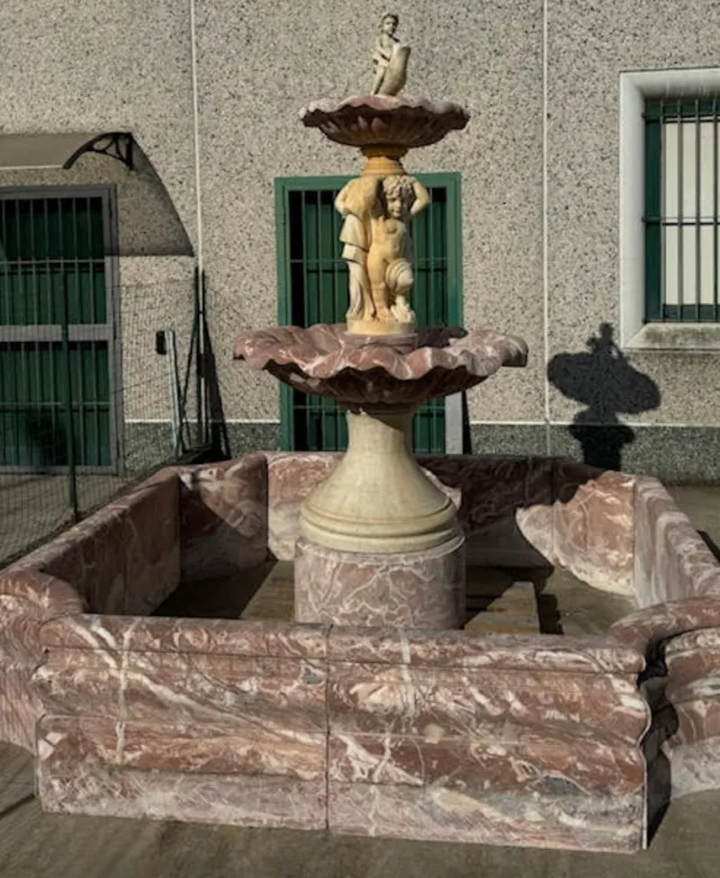 Pamono Antique Italian Hand-Carved Marble Fountain with Classic Shaped Basin> Garden Accessories