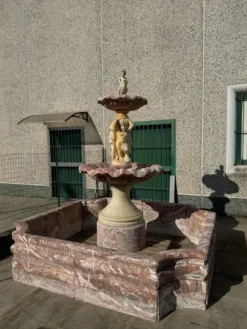 Pamono Antique Italian Hand-Carved Marble Fountain with Classic Shaped Basin><noscript><img width=