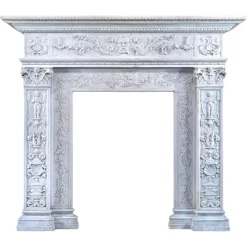 Pamono Antique Italian Marble Renaissance Revival Fireplace Mantel, 1890> Fireplaces And Mantels