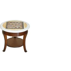 Pamono Antique Italian Pietra Dura Marble Chess Table with Mahogany Base, 1880s